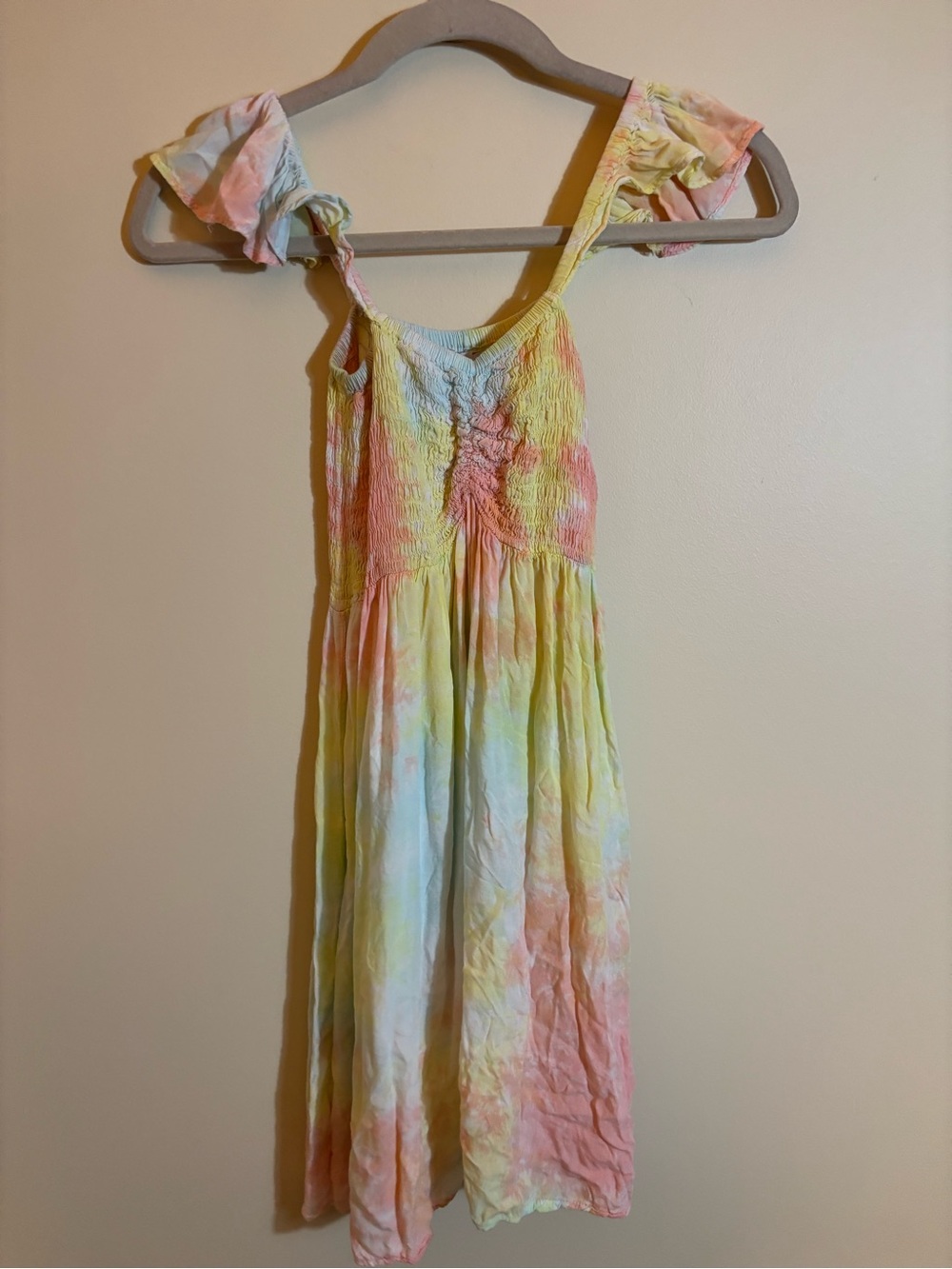 Tiare Hawaii Hollie Tie-Dye Smocked Mini Sundress with Ruffled Straps OS